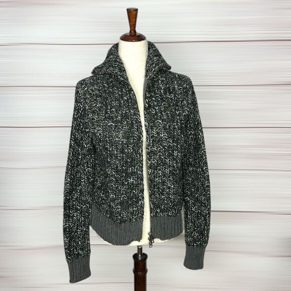Zadig & Voltaire Deluxe Gray Wool Mohair Blend Full Zip Cardigan High Neck S - Picture 1 of 13